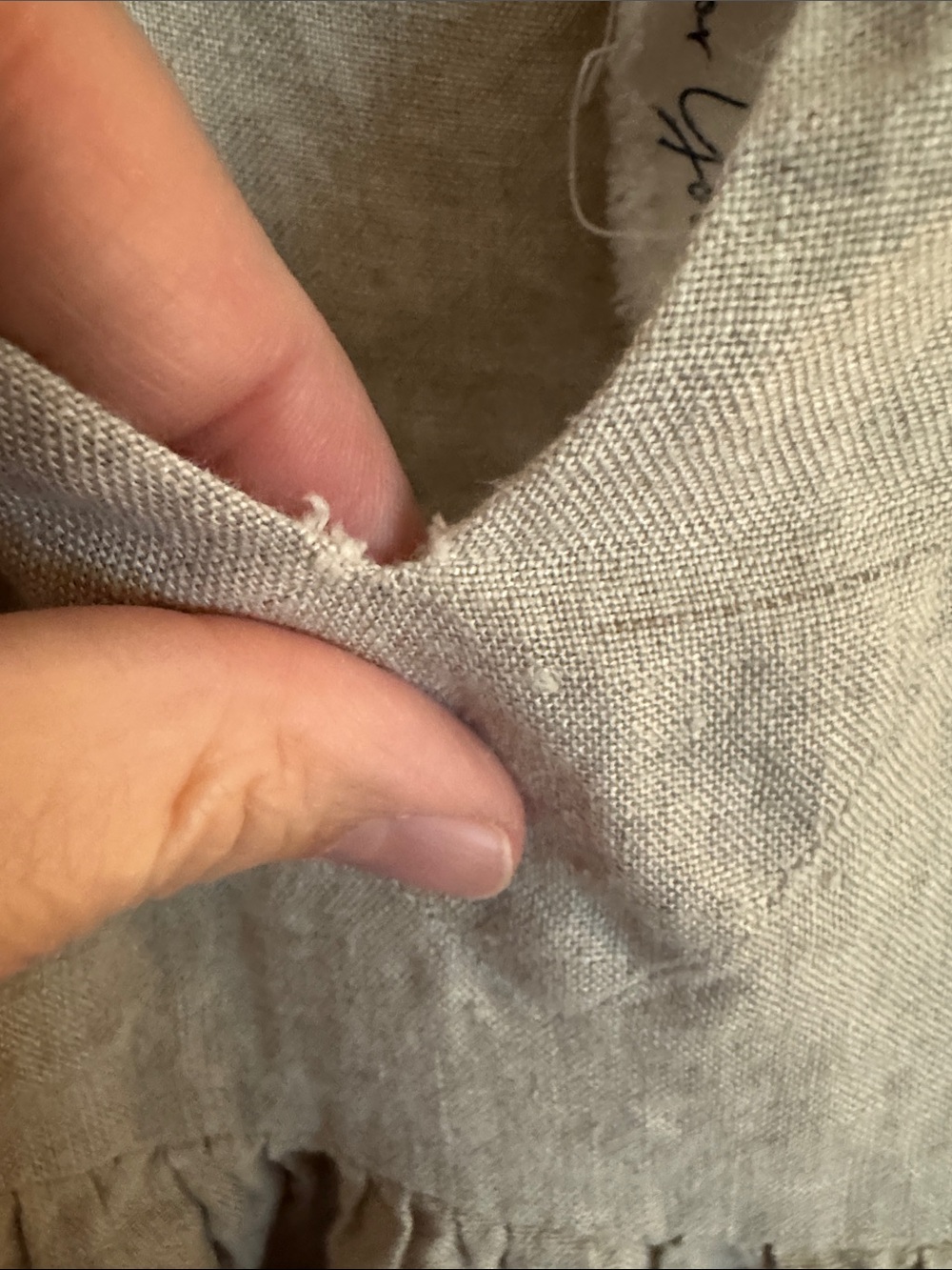 Relaxed Beige Organic Linen Babydoll Tunic with V-Notch NWOT - Picture 8 of 10